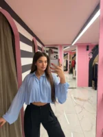 Soft Bloom Crop Top – Sky Blue