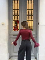 Elegance Ruched Top – Burgundy - Image 2