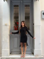 Fringe Night Black Dress - Image 2