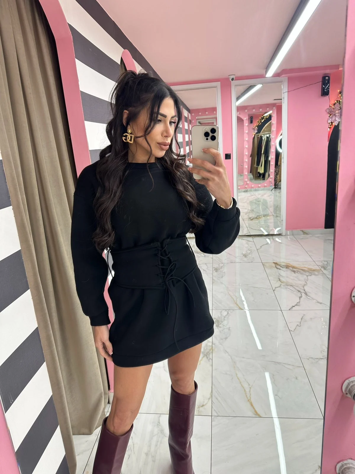 0-02-05-f74f139efc7608c5a9b21ce473c7add45ef05b9c215fbbef900965cd66517dda_22285d49735 Black Corset Mini Dress - Image 1