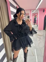 Midnight Ruffle Mini Dress