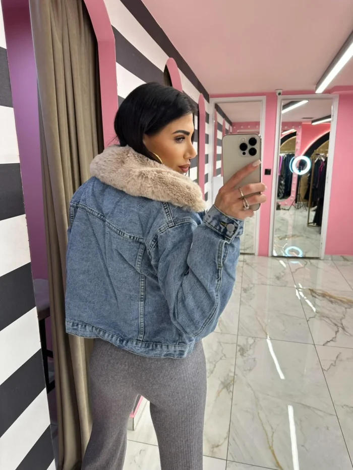 Τζιν Jacket με Αποσπώμενη Γούνα & Στάμπες - Image 3