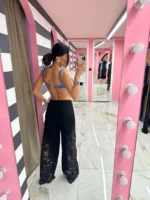 Black Lace Statement Jeans - Image 2