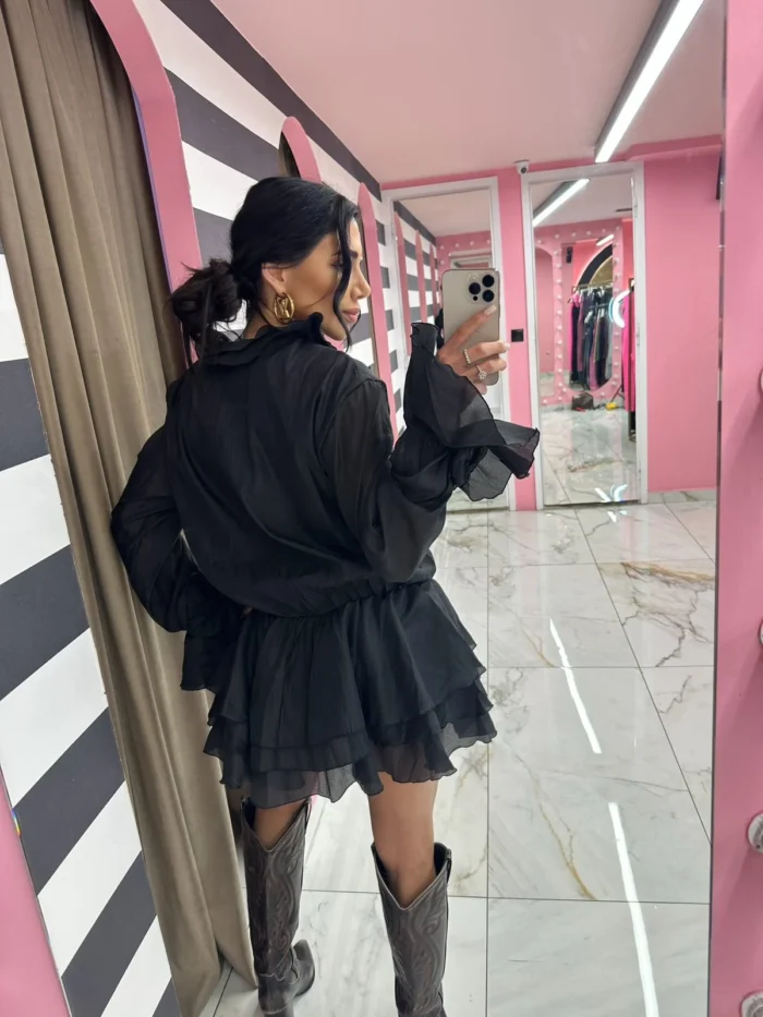 Midnight Ruffle Mini Dress - Image 2