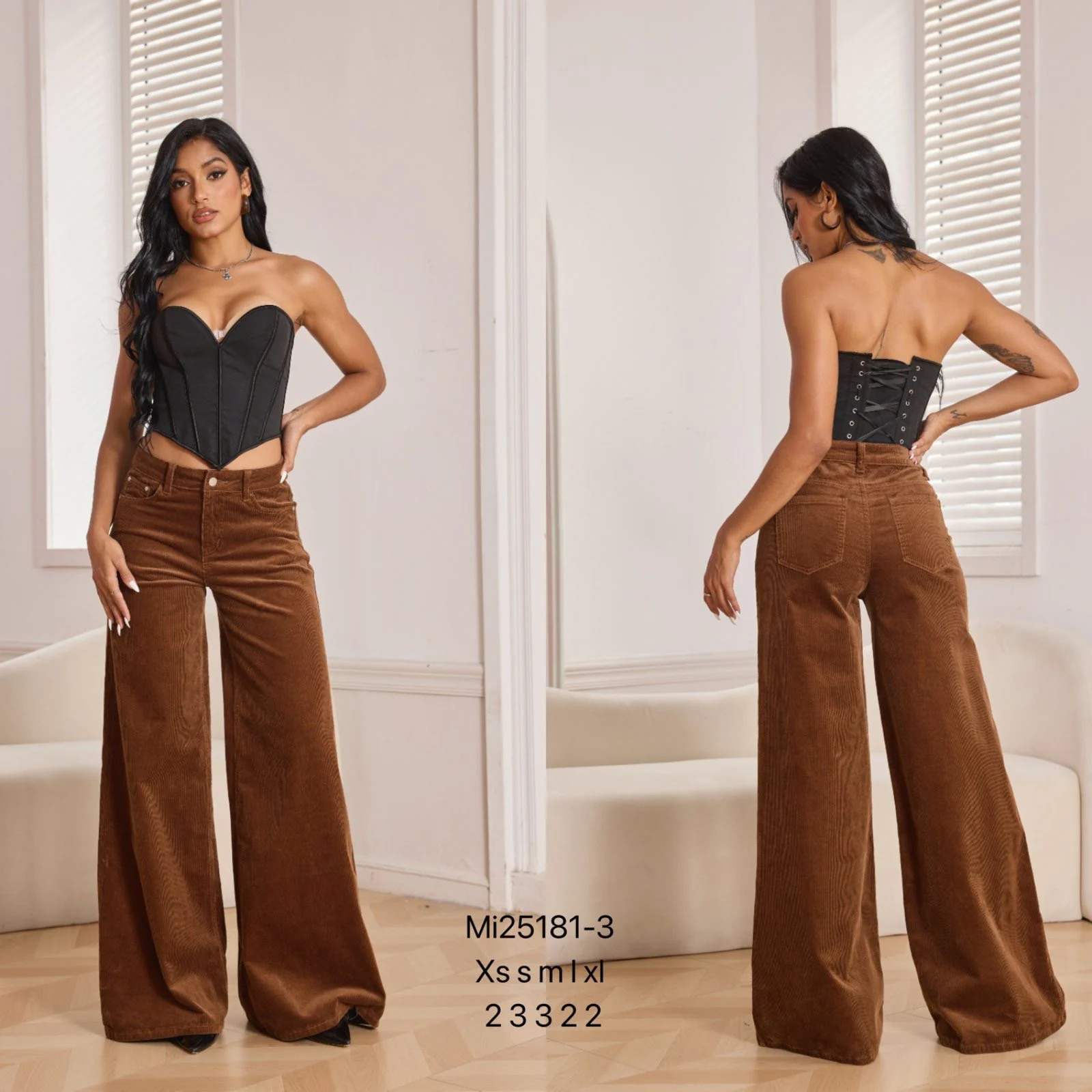 0-02-05-d1a64dc491326ebf46d40c5814ac2b0f97ee6d7104d9a9a0ba7c4a89d2294154_22323f74cb0 Τζιν Wide Leg Corduroy – Καφέ - Image 1