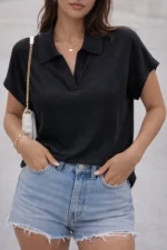 Basic Chic Polo Top - Image 3