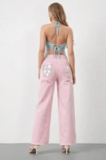 Pink Crystal Wide Leg Jean