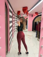 Burgundy Sculpt Leggings - Image 2