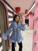 Luxury Blue Fox Fur Coat