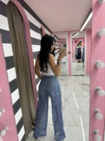 Lace Glow Denim Pants - Image 2