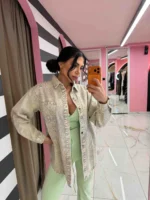 Crystal Denim Shirt – Sand Beige