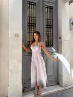 Rosé Garden Midi Dress