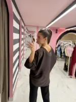 Mocha Satin Blouse - Image 2