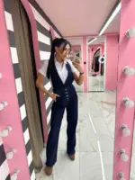 Deep Cut Denim Jumpsuit