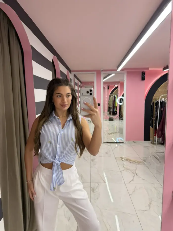 Chic Tie-Up Striped Top - Image 3