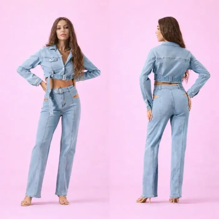 Denim Belted Set - Image 2