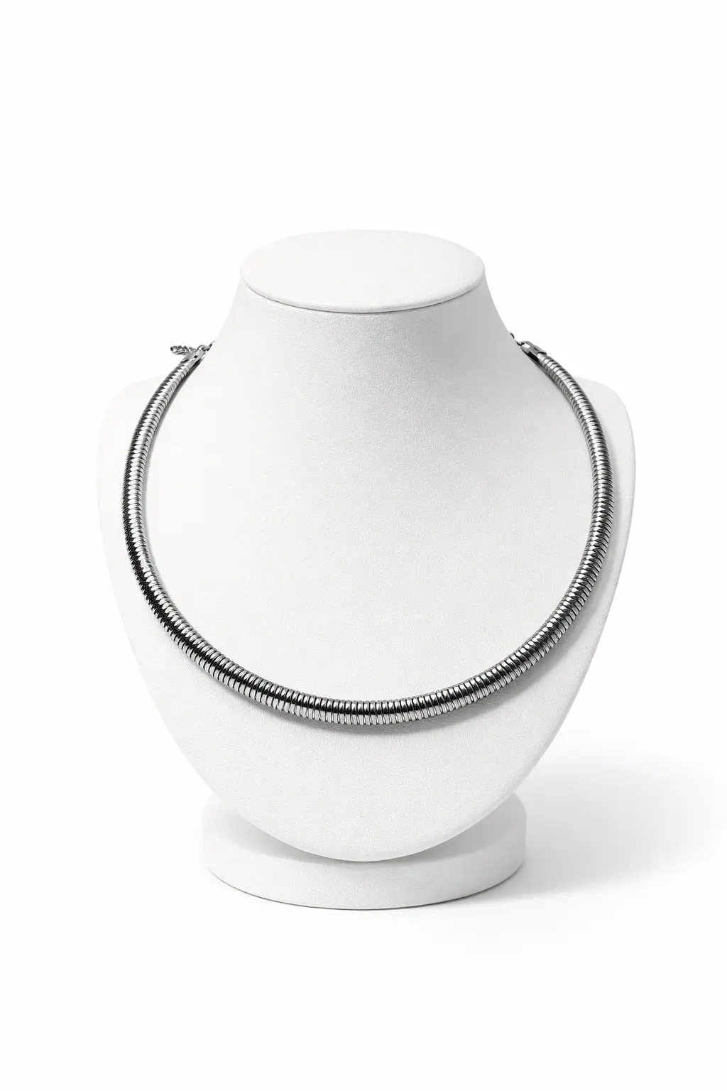 0-02-05-919f591868497fea748d0c6a68d11a0fc70a06c42022b4296ad91aea2c1f8869_2208cb8c2b0 Silver Steel Snake Choker - Image 1