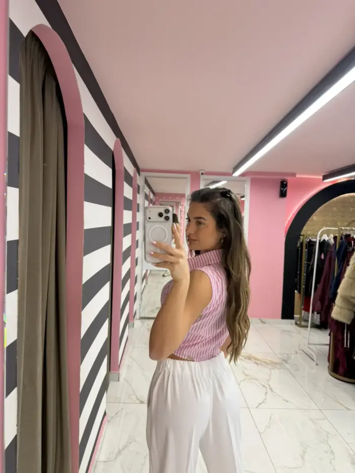 Chic Tie-Up Striped Top - Image 2