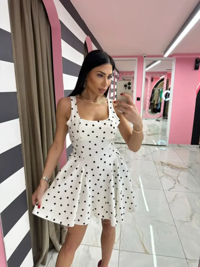 Polka Elegance Mini Dress - Image 2