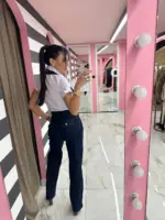 Deep Cut Denim Jumpsuit - Image 2